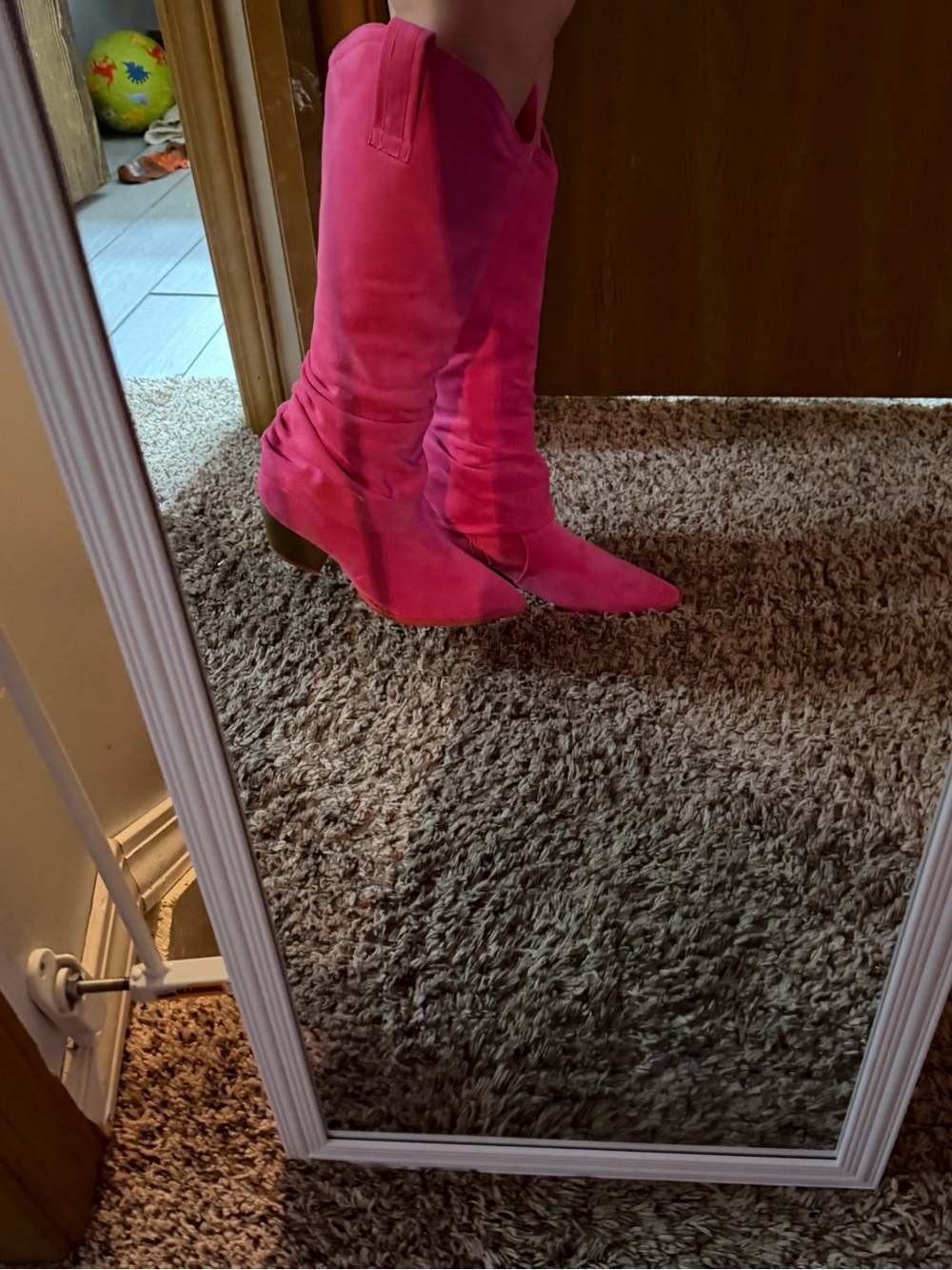 Women's Pink Suede Boots - Picture 6 of 6
